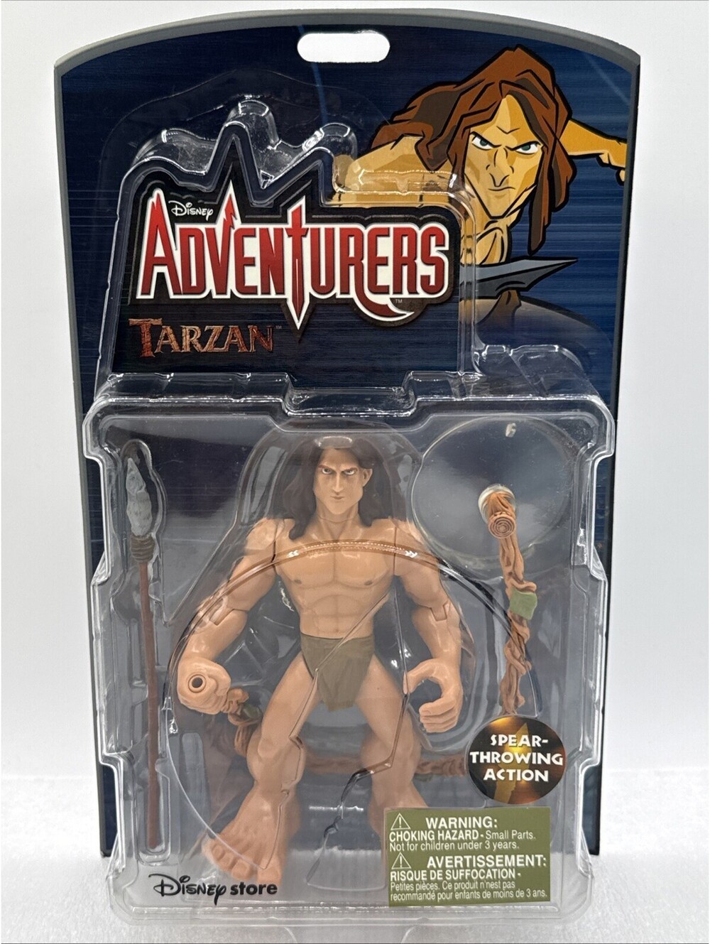 1999 Disney Adventurers Tarzan Action Figure Disney Store Exclusive Spear Sealed